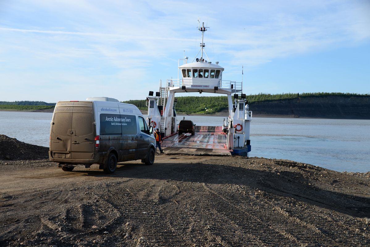 02B Boarding The MacKenzie River Ferry At Tsiigehtchic Northwest Territories On Day Tour From Inuvik To Arctic Circle